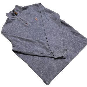 Polo Ralph Lauren Men's 1/4 Zip Pullover Sweater Large Heather Blue Orange Logo